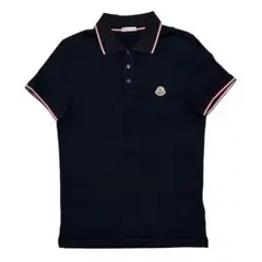 MONCLER ポロシャツ ネイビー トリコロールライン - メルカリ
