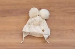 petit main ポンポン付きニット帽 46cm ベビー帽子