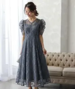 美品 epic day エピックデイ パワーショルダー 総レース ロングドレスM