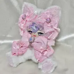 おすわりぬい服 10cm にじぱぺっと 着ぐるみ ねこ ピンク