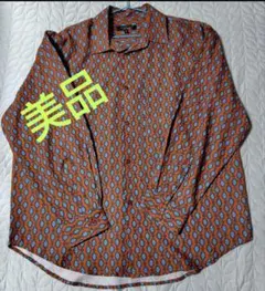 Beno 長袖シャツ 総柄 オレンジ系 Mサイズのサムネイル