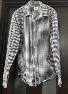 ギンガムチェック 長袖シャツ ネイビー×ホワイト M