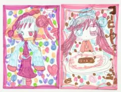 子供が描いた絵 女の子 イラストアート 手描きイラスト オリジナルイラスト