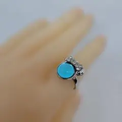 ディズニー　 ブルーカボション リング