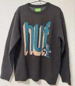 HUF ロゴ入り ニットセーター Mサイズ ブラウン