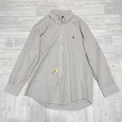 ポロラルフローレン　ギンガムチェック　シャツ　L ベージュ