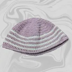 【ハンドメイド】 編み物 ニット帽 ビーニー クラッシャーハット クロシェハット