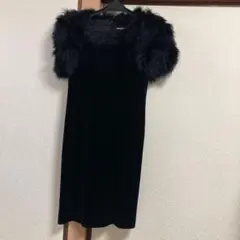 黒いファー付きベルベットドレス