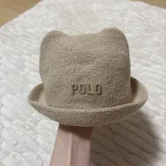 ベビー帽子　日よけ付き　POLO 猫耳デザイン ベージュ　紫外線対策　夏