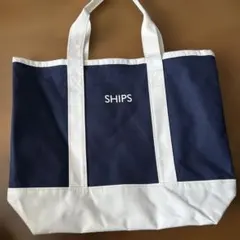 未使用品SHIPS トートバッグ ネイビー×ホワイトのサムネイル