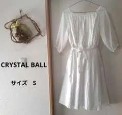 【CRYSTAL BALL】ホワイト プリーツデザイン 七分袖シャツワンピース