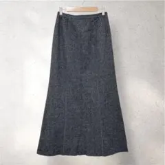 862 美品✨ウール Aラインロングスカート 裏地あり グレー 40 日本製