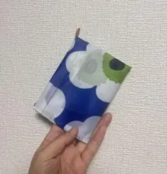 ブルー花柄エコバッグ大容量折りたたみ