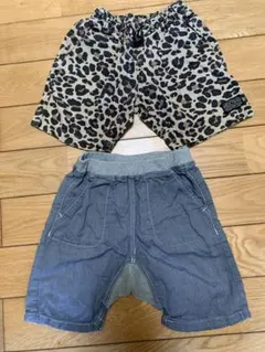 100サイズ　FOキッズ　レオパードショートパンツ　無印デニム風ショートパンツ