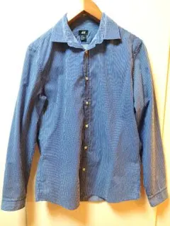 H&M 青と白のストライプ 長袖シャツ Mサイズ