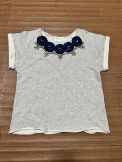 JILL STUART フラワービジュー 半袖トップス グレー FR