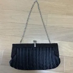 黒 サテン パーティーバッグ