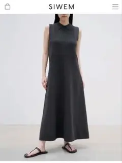 SIWEM ノースリーブ ロングワンピース チャコール シウムのサムネイル