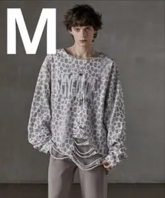 GRANCY 総柄ラインストーングラフィックロンT ホワイト系 M