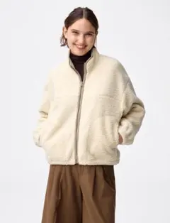 【週末セール中】gu ボアフリースブルゾン+Ｘ ナチュラル　レディース