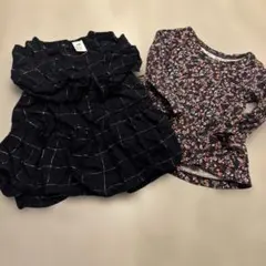 H&M フリル付きワンピースと花柄トップスセット70-80cm