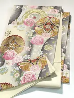 袋帯 正絹 振袖 薔薇 牡丹 金糸 ロングサイズ F1607 | Mercari
