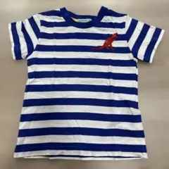 hakka kids ハッカキッズ　Tシャツ　送料込み　青白　ボーダー　恐竜刺繍のサムネイル