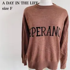 A DAY IN THE LIFE ニット セーター ロゴ入り ブラウン 美品