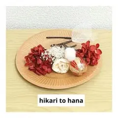 ❀hikari　to hana❀　赤と白のドライフラワー髪飾り♪