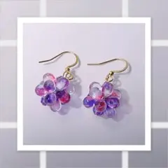 チェコガラス　ビーズボールピアス　サージカルステンレスピアスフック