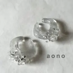 Ear cuff set of 2, glitter mist, silver