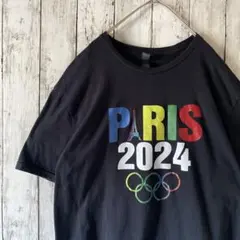 アメリカ古着ギルダンPARIS 2024 オリンピック Tシャツ ブラックL