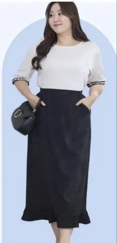 レディース プルオーバー 半袖 配色フリル LL しまむら　runa コラボ