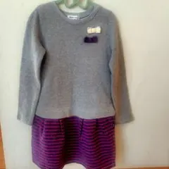 Noeil aime BeBe グレー/紫 長袖ワンピース