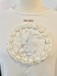 PINK HOUSE ウサギ刺繍 半袖Tシャツ