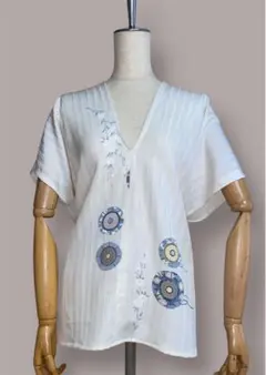 78ぽっちゃりさん向着物リメイク　正絹訪問着からアシンメトリーチェニック