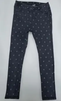 ZARAキッズ130 ガールズブラックジーンズ　水玉　のびのびデニム