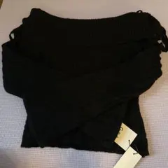 GRL オフショルダー ケーブルニット ブラック