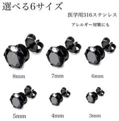 ブラックの輝き☆ワンポイントピアス 片耳 スタッドピアス 黒 ステンレス