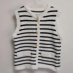 Shein ボーダー ニットベスト S〜М