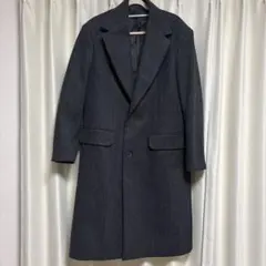 【美品】ZARA ウールブレンドチェスターコートL チャコールグレー メンズ