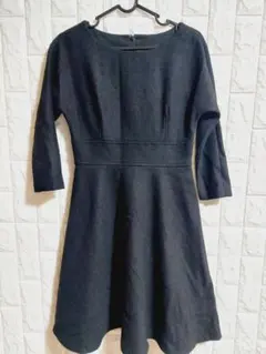 Diagram 七分袖　無地　ブラック　ワンピース　㉜