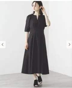 BEAMS HEART 麻調 ウエストタック ワンピース
