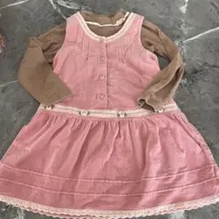 Souris スーリーピンク ジャンバースカート&ロンＴ セット