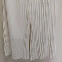 ホワイト プリーツ ワイドパンツ イージーパンツ