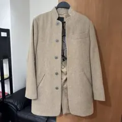 DENHAM デンハム シザーデザイン 特殊ボタン ウール混 キャメル コート