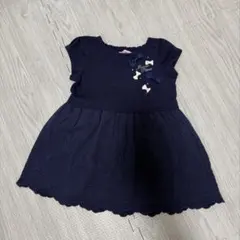 【美品】mezzo piano 半袖ワンピース ネイビー リボンのサムネイル