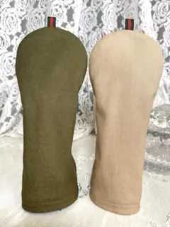 カーキ&ベージュUT用2本セット❣️ゴルフヘッドカバー⛳️ハンドメイド