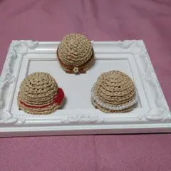 ミニチュア 麦わら帽子　かぎ針編み　ハンドメイド素材　キーホルダー