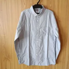 グレー ボタンダウンシャツ 長袖
